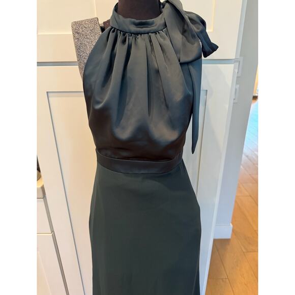 After Six Gown Sz 8 Halter Neck Open Back Floor Length Formal Evening Evergreen - Picture 6 of 12